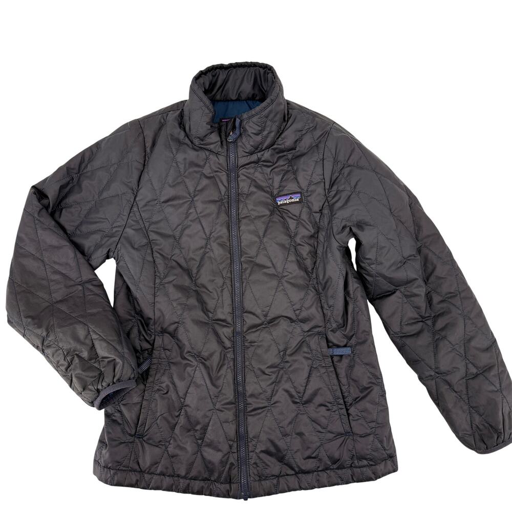 Patagonia Nano Puff Jacket Boys Size Medium 10 Blue Quilted Full Zip